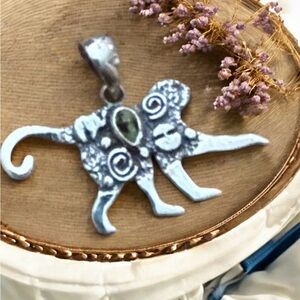 .925 Sterling Silver Monkey Pendant